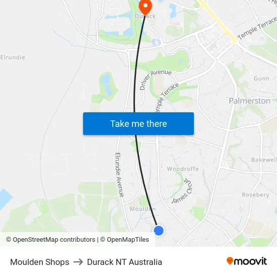 Moulden Shops to Durack NT Australia map