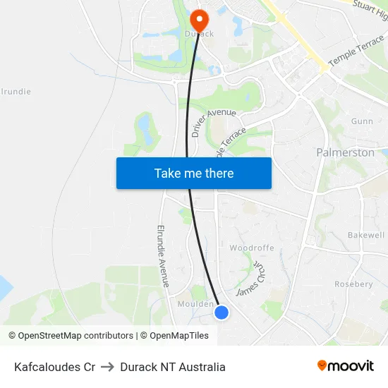 Kafcaloudes Cr to Durack NT Australia map