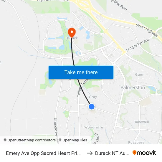 Emery Ave Opp Sacred Heart Primary School to Durack NT Australia map