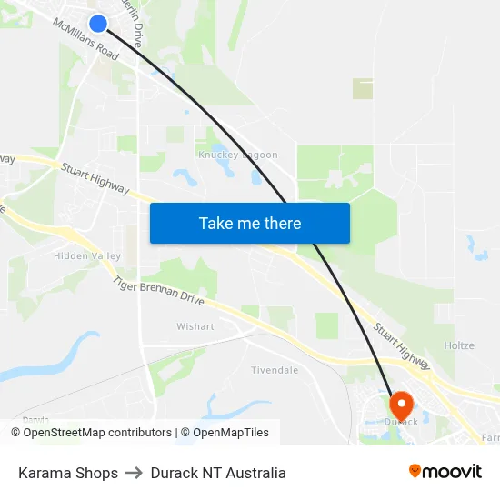 Karama Shops to Durack NT Australia map
