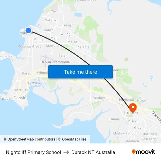 Nightcliff Primary School to Durack NT Australia map
