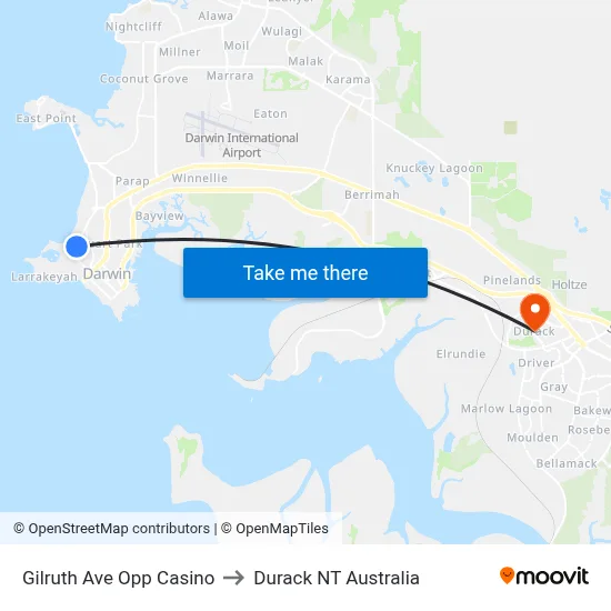 Gilruth Ave Opp Casino to Durack NT Australia map