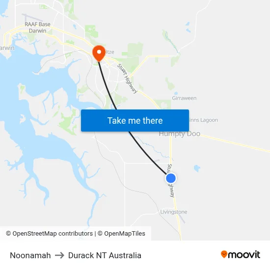 Noonamah to Durack NT Australia map