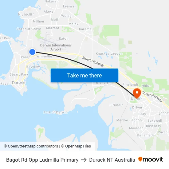 Bagot Rd Opp Ludmilla Primary to Durack NT Australia map
