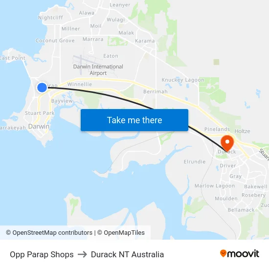 Opp Parap Shops to Durack NT Australia map