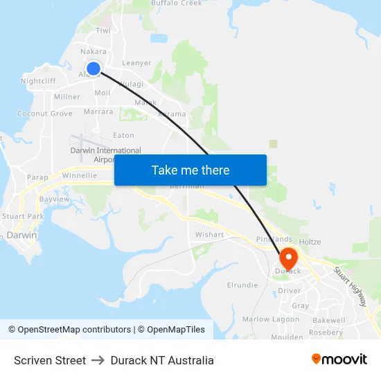 Scriven Street to Durack NT Australia map