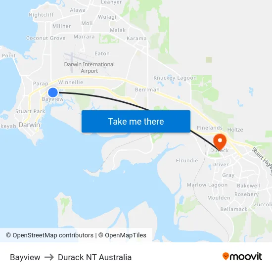 Bayview to Durack NT Australia map
