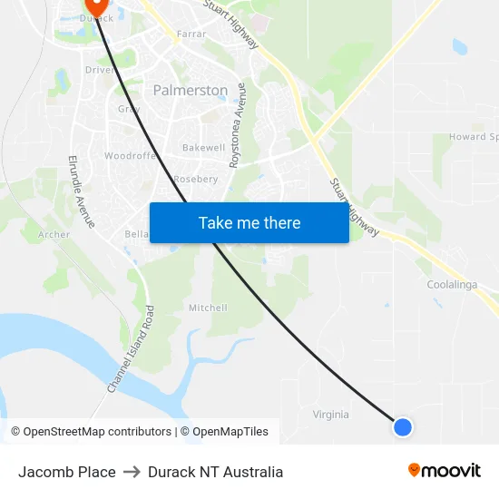 Jacomb Place to Durack NT Australia map