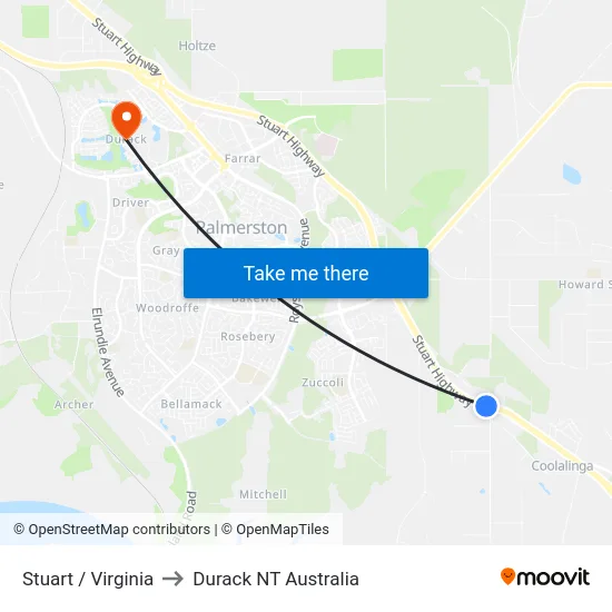 Stuart / Virginia to Durack NT Australia map
