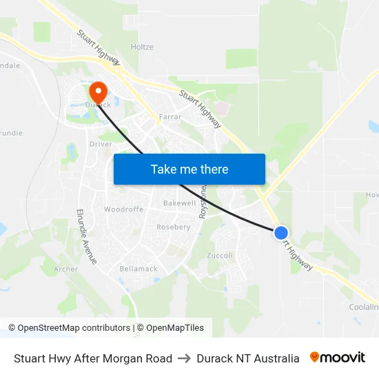 Stuart Hwy After Morgan Road to Durack NT Australia map