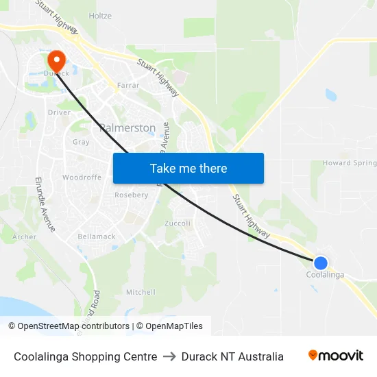 Coolalinga Shopping Centre to Durack NT Australia map