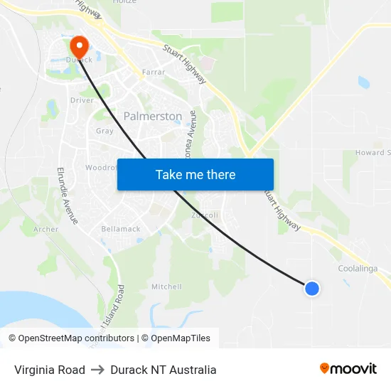 Virginia Road to Durack NT Australia map