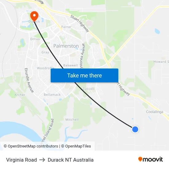 Virginia Road to Durack NT Australia map