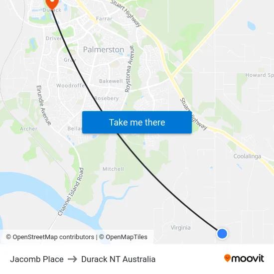 Jacomb Place to Durack NT Australia map