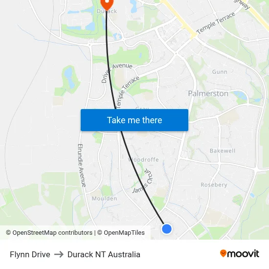 Flynn Drive to Durack NT Australia map