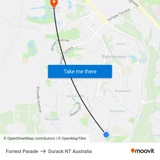 Forrest Parade to Durack NT Australia map