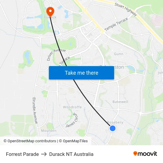 Forrest Parade to Durack NT Australia map