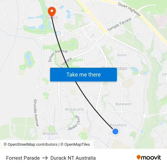 Forrest Parade to Durack NT Australia map