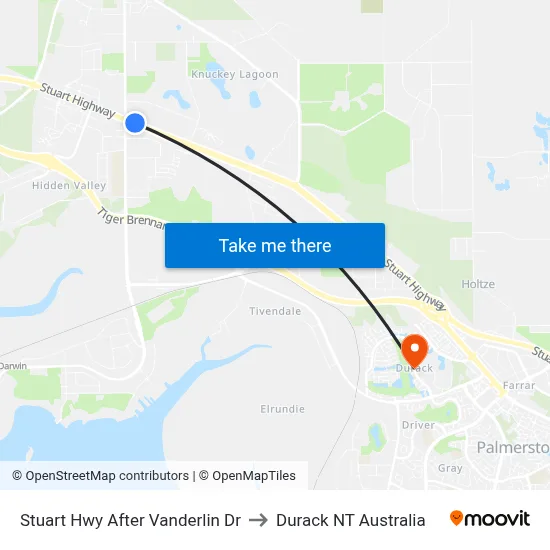Stuart Hwy After Vanderlin Dr to Durack NT Australia map