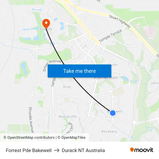 Forrest Pde Bakewell to Durack NT Australia map