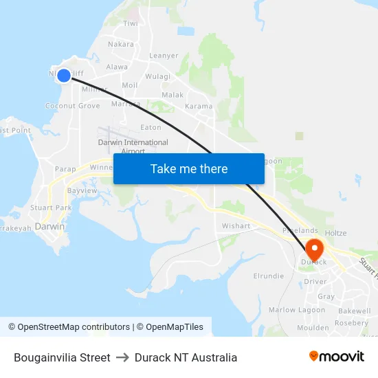 Bougainvilia Street to Durack NT Australia map