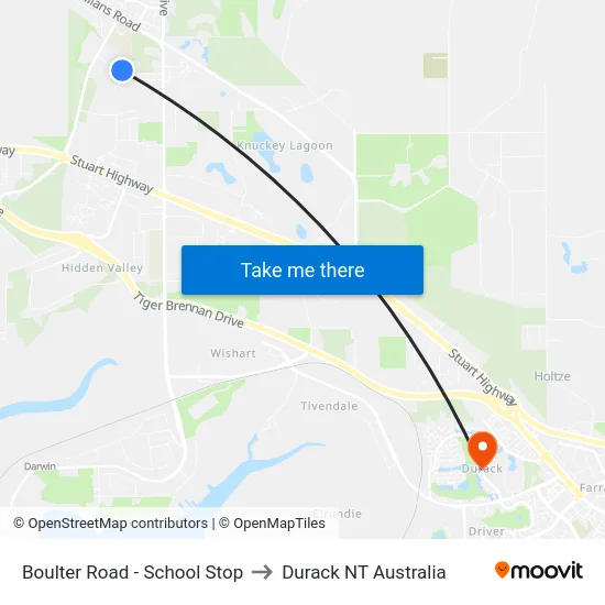 Boulter Road - School Stop to Durack NT Australia map
