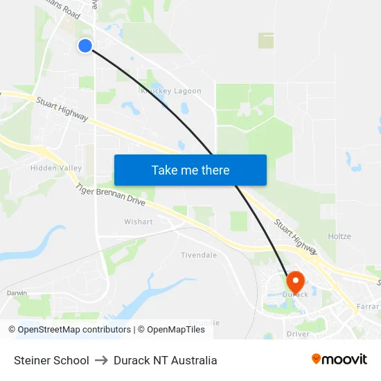 Steiner School to Durack NT Australia map