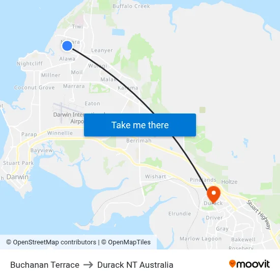 Buchanan Terrace to Durack NT Australia map