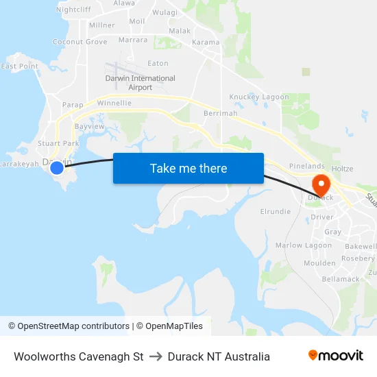 Woolworths Cavenagh St to Durack NT Australia map