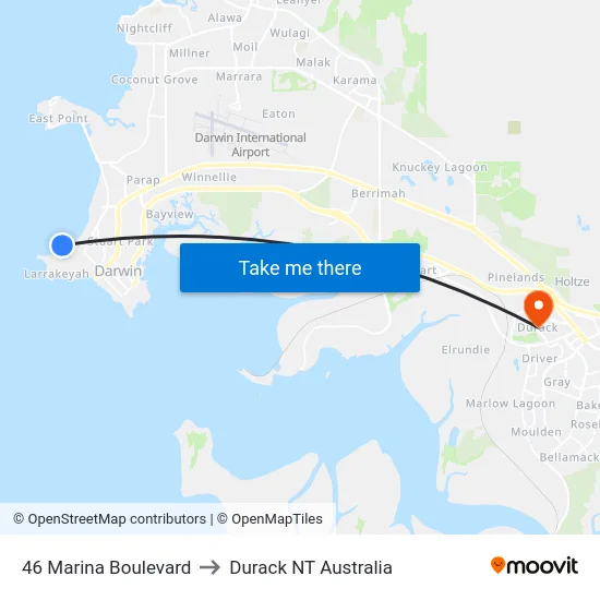 46 Marina Boulevard to Durack NT Australia map