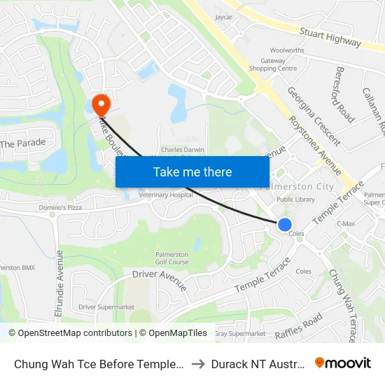 Chung Wah Tce Before Temple Tce to Durack NT Australia map