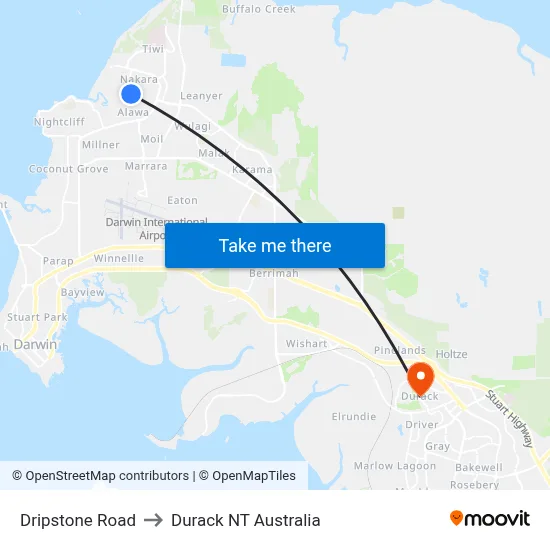 Dripstone Road to Durack NT Australia map