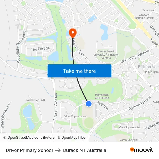 Driver Primary School to Durack NT Australia map