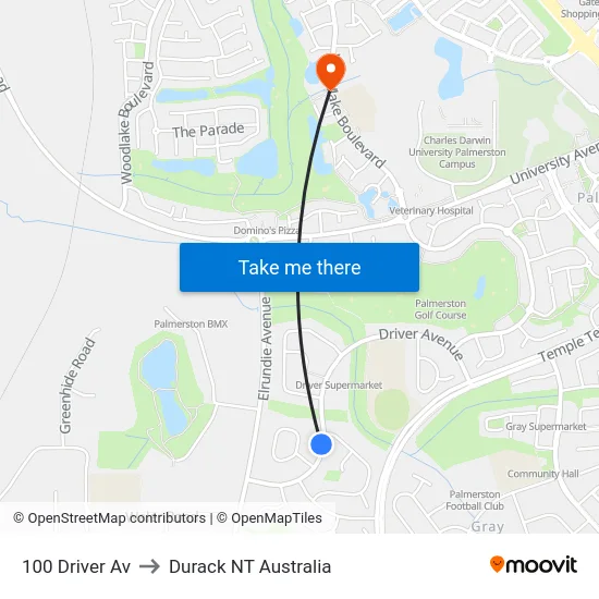 100 Driver Av to Durack NT Australia map
