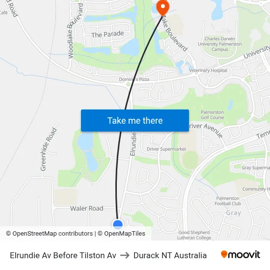 Elrundie Av Before Tilston Av to Durack NT Australia map