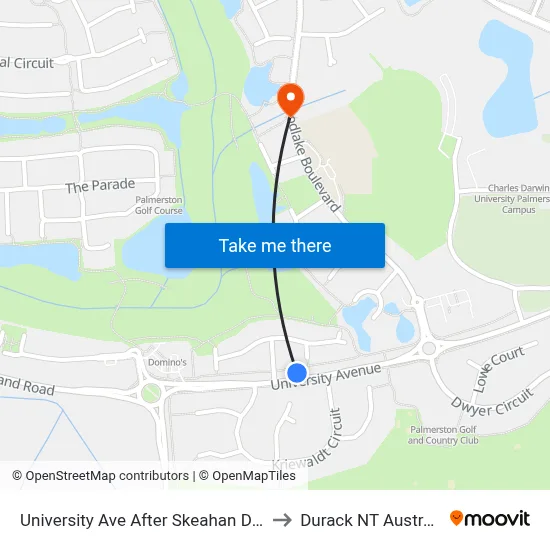 University Ave After Skeahan Drive to Durack NT Australia map