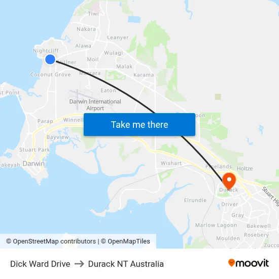 Dick Ward Drive to Durack NT Australia map