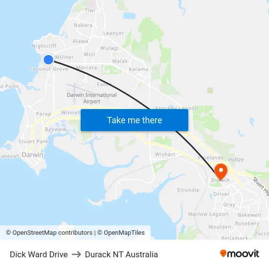 Dick Ward Drive to Durack NT Australia map
