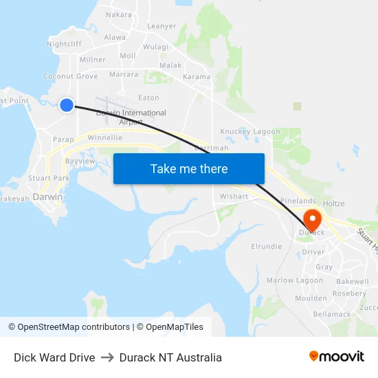 Dick Ward Drive to Durack NT Australia map