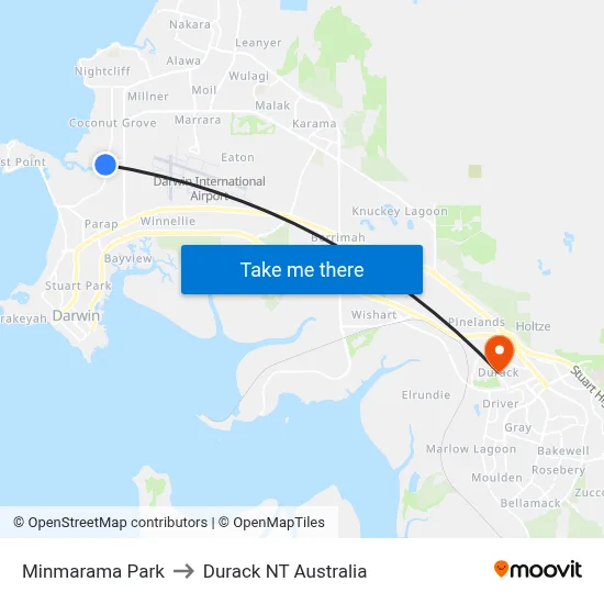 Minmarama Park to Durack NT Australia map
