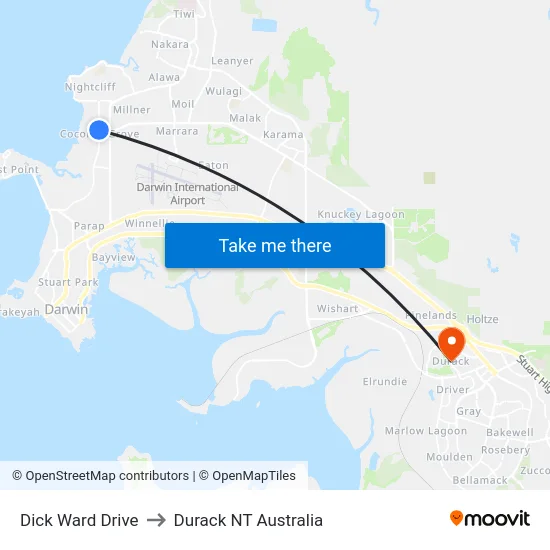 Dick Ward Drive to Durack NT Australia map