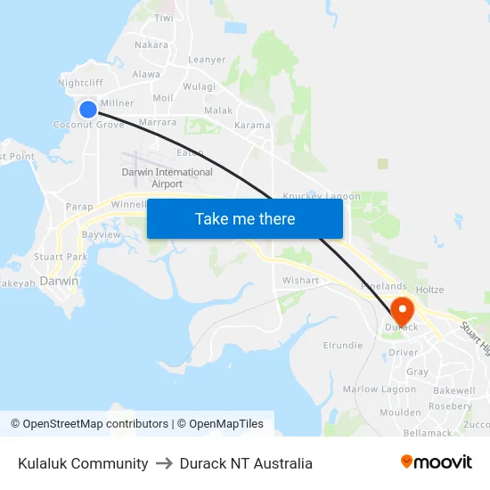 Kulaluk Community to Durack NT Australia map