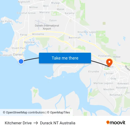 Kitchener Drive to Durack NT Australia map