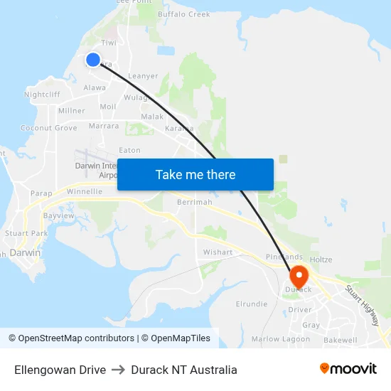 Ellengowan Drive to Durack NT Australia map