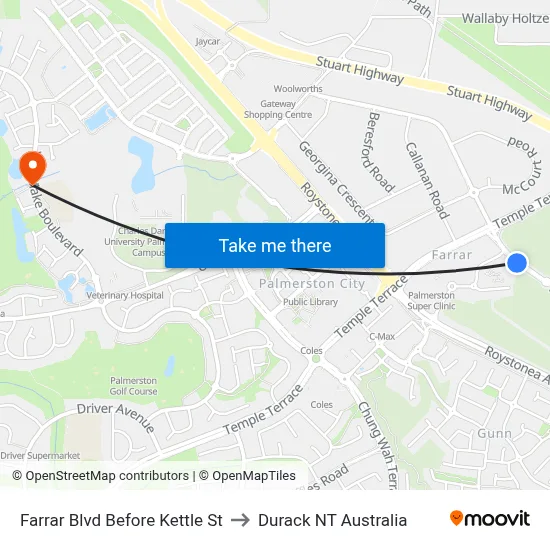 Farrar Blvd Before Kettle St to Durack NT Australia map