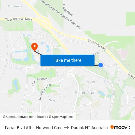 Farrar Blvd After Nutwood Cres to Durack NT Australia map