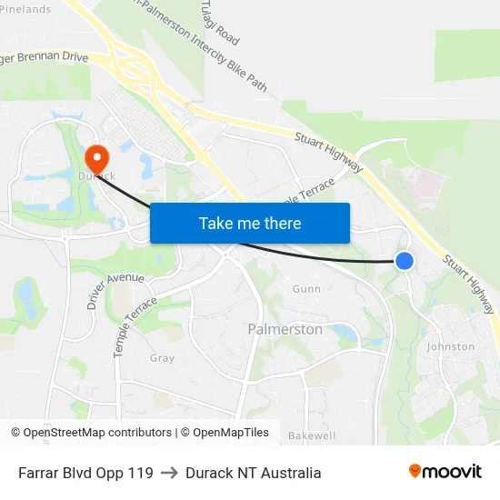 Farrar Blvd Opp 119 to Durack NT Australia map