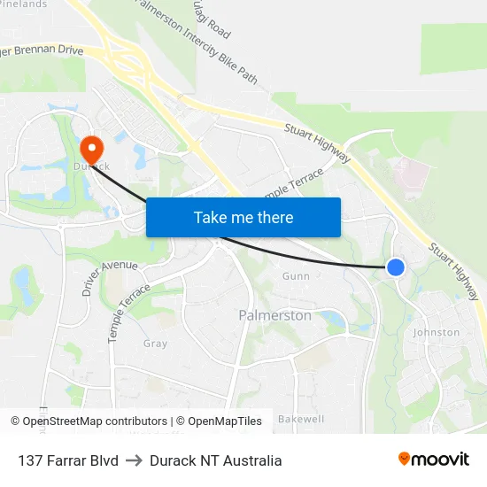 137 Farrar Blvd to Durack NT Australia map