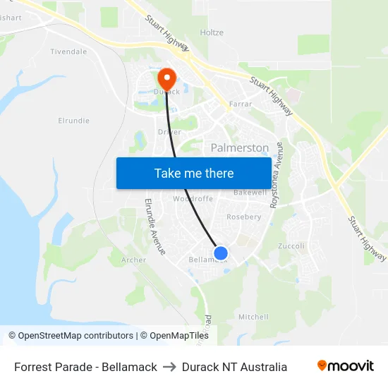 Forrest Parade - Bellamack to Durack NT Australia map
