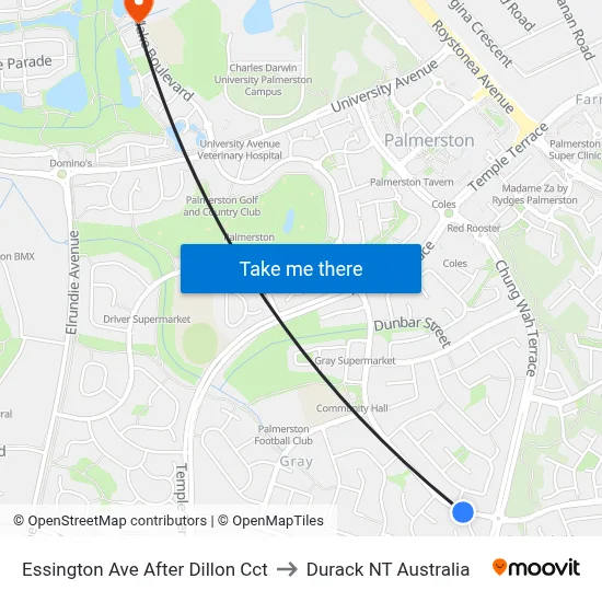 Essington Ave After Dillon Cct to Durack NT Australia map